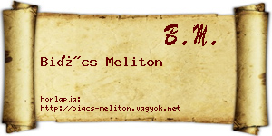 Biács Meliton névjegykártya